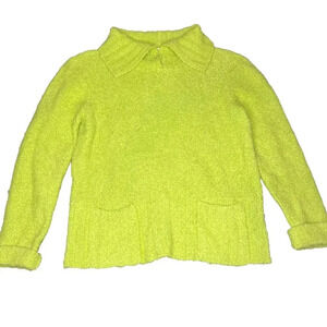 Vintage Talbots Women's Medium Lime Green Wool Blend Knit Pullover‎ Sweater